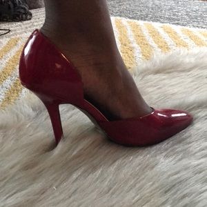 BCBG red patent pumps
